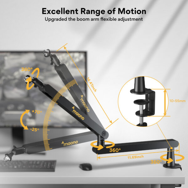 Maono BA92 Microphone Suspension Boom Arm Stand (1 yrs Limited Hardware Warranty)