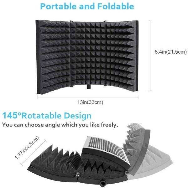 Maono AU-MIS33 3 Panel Microphone Shield for Panel Sound Absorbing Vocal Recording Dimension: 33*21*4.5CMFoam Thickness: 4CM