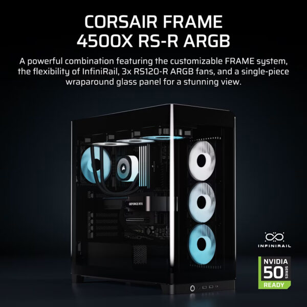 CORSAIR FRAME 4500X RS-R ARGB (Black/White) Panoramic Glass Mid-Tower PC Case (RS120R x3)