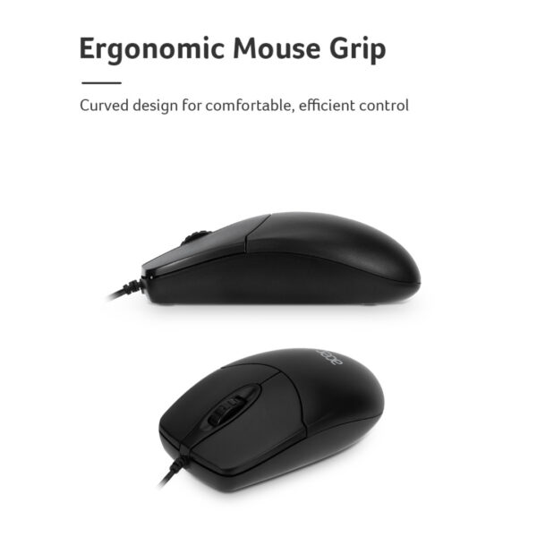 ACER EAK040 Wired Keyboard & Mouse Kit – English Version, Silent 3M Keypress, Anti-Skid Design, 1200 DPI, Durable UV Keycap Black / White