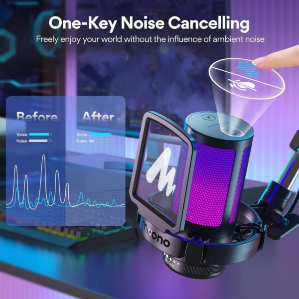 Maono DGM20S Gamerwave Condenser USB Gaming RGB Microphone with BA20 Arm - Black (1Year)