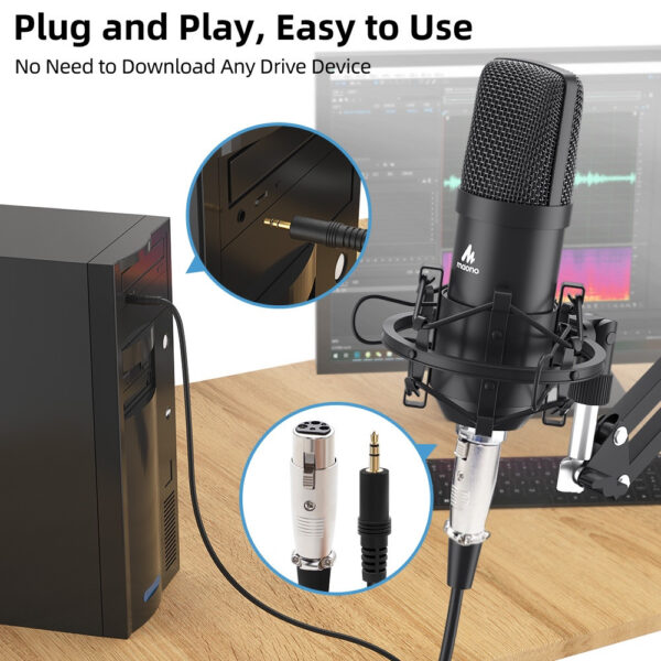 Maono HiFi Audio Microphone Cable XLR FEMALE TO 3.5MM TRS MALE – XLR Female to Mini Jack Aux Mic Cord for PM360TR/A03/A03T/PM325S/PM325T/BM800 (3.5 mm) XLR to TRS