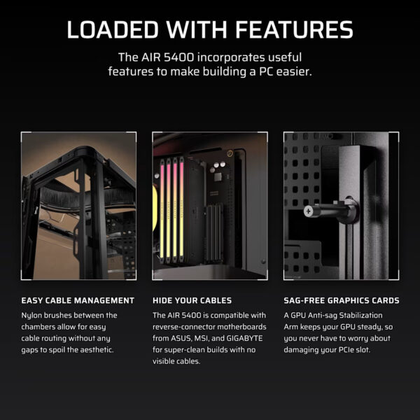 b0805d3dcb03678714d58870c1327f12.jpeg CORSAIR AIR 5400 RS-R ARGB (Black/White) Triple Chamber Mid-Tower PC Case (RS120R x3)