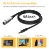 Maono HiFi Audio Microphone Cable XLR FEMALE TO 3.5MM TRS MALE – XLR Female to Mini Jack Aux Mic Cord for PM360TR/A03/A03T/PM325S/PM325T/BM800 (3.5 mm) XLR to TRS