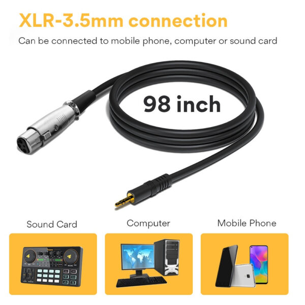 Maono HiFi Audio Microphone Cable XLR FEMALE TO 3.5MM TRS MALE – XLR Female to Mini Jack Aux Mic Cord for PM360TR/A03/A03T/PM325S/PM325T/BM800 (3.5 mm) XLR to TRS