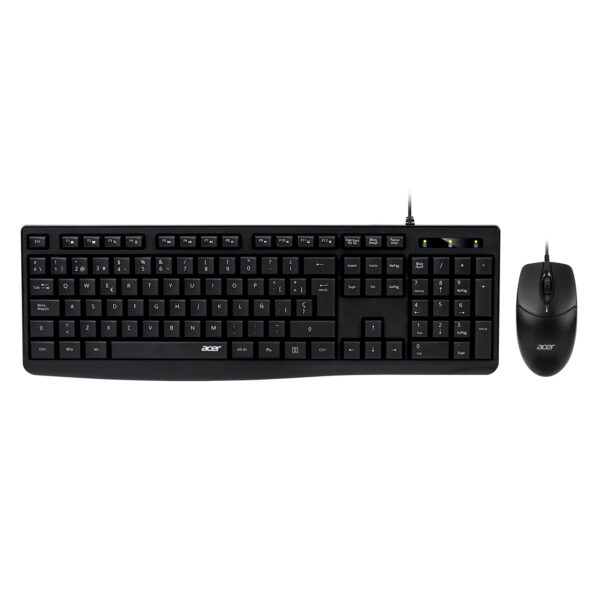 ACER EAK040 Wired Keyboard & Mouse Kit – English Version, Silent 3M Keypress, Anti-Skid Design, 1200 DPI, Durable UV Keycap Black / White