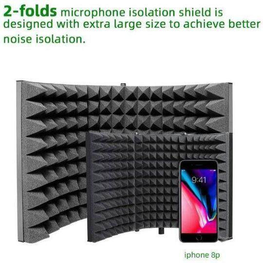 Maono AU-MIS50 2 Panel Microphone Shield for Panel Sound Absorbing Vocal Recording Dimention: 50*30*4.5CM Foam Thickness: 4CM