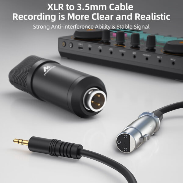 Maono HiFi Audio Microphone Cable XLR FEMALE TO 3.5MM TRS MALE – XLR Female to Mini Jack Aux Mic Cord for PM360TR/A03/A03T/PM325S/PM325T/BM800 (3.5 mm) XLR to TRS