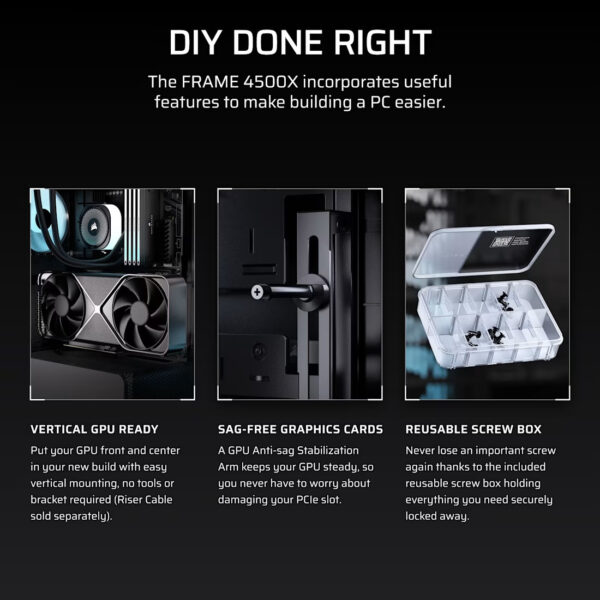 CORSAIR FRAME 4500X RS-R ARGB (Black/White) Panoramic Glass Mid-Tower PC Case (RS120R x3)