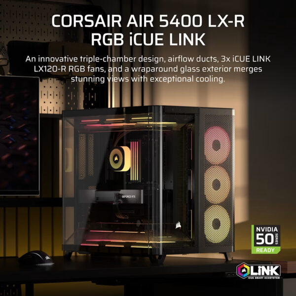 ee79c7b5f40caa8aee6299a05dd7d121.jpeg CORSAIR AIR 5400 LX-R ARGB (Black/White) Triple Chamber Mid-Tower PC Case (LX120R x3)