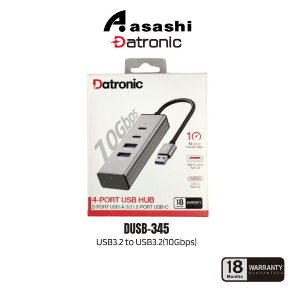 Datronic DUSB-345 USB3.2 to USB3.2(10Gbps) x2 / USB-C(10Gbps) x 2 HUB - 18Months Warranty