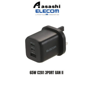 0aad27d5b75c9b57c0b5601700cc5a3b-4.jpeg Elecom 65W C2A1 3Port GAN ll Charger Adapter - Black MPA-ACAS02BFBK