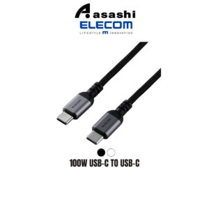 4d9d89f81ee384260f22609767eaa04c.jpeg Elecom Braided 100W USB-C to USB-C Cable, 0.5m - Black/White