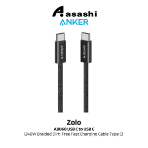 62336b3fdccffbcc6fa0c0fc1d64272f.png Anker Zolo A8060 240W Braided USB-C to USB-C Cable - Black