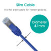 Elecom Slim CAT7 LAN Cable, 10.0m - Blue