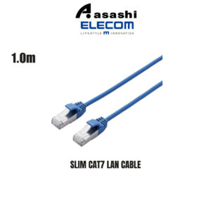 Elecom Slim CAT7 LAN Cable, 1.0m - Blue