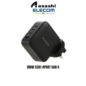 dd67725be6148769a6a278e74c548909.jpeg Elecom 100W C3A1 4Port GAN ll Charger Adapter - Black MPA-ACAS01BFBK
