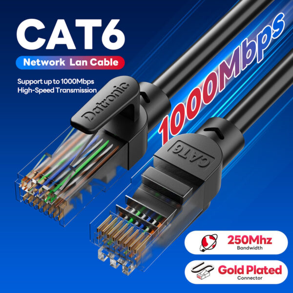 Datronic CAT6 LAN Cable Ethernet High Speed RJ45 Gigabit 1Gbps Gold Plate Network Cable