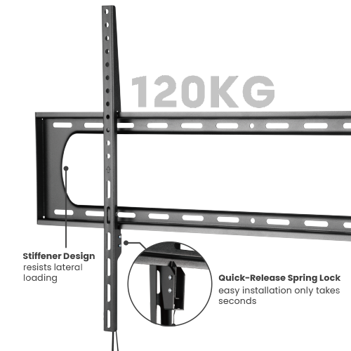 Brateck LP73-69F Affordable Heavy-Duty TV Wall Mount 60” - 120”, Max 30kg, Max VESA: 900 x 600mm