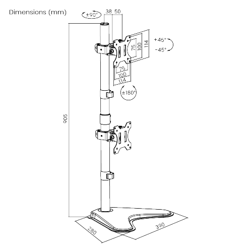 Brateck LDT12-T02V 13" - 32" Dual Monitor Vertical Desk Stand