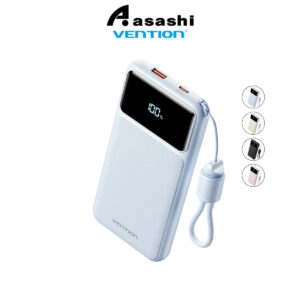 13e827b907526e63a504c9fc212c9719.jpeg (3C Certified) Vention 10000mAh (Black) Power Bank (USB-C + USB-A) with Built-in Cable 22.5W LED Display Type - 2Y Warranty