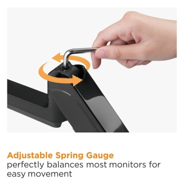 Brateck LDT48-C012 Single Monitor Pole-Mounted Gas Spring Monitor Arm 17"-32", Max 9kg, Tilt +-35°, Swivel +-90°, Rotation +-180°