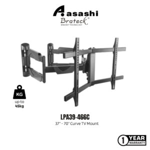 23da830c005b31df0d74d72f5596d799.jpeg Brateck LPA39-466C Curve TV Mount; 37" - 70" , Tilt -20° ~ +15°, Swivel + - 60°,Level Adjustment + - 3°, Max Vesa: 600 x 400, Max. 45kgs