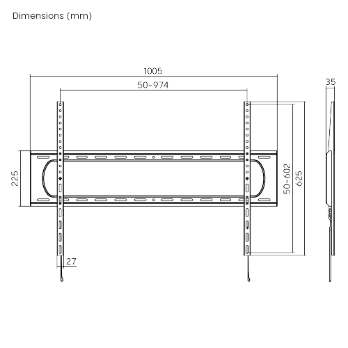 Brateck LP73-69F Affordable Heavy-Duty TV Wall Mount 60” - 120”, Max 30kg, Max VESA: 900 x 600mm