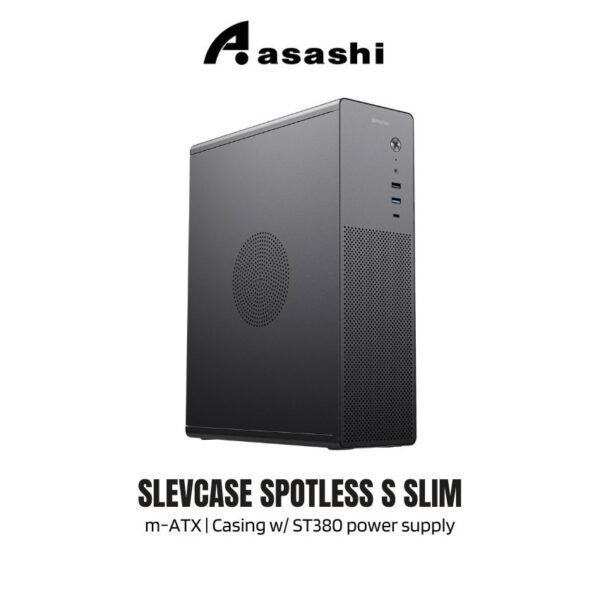 Slevcase Spotless S SLIM M-ATX Casing w/ ST380 power supply - Black