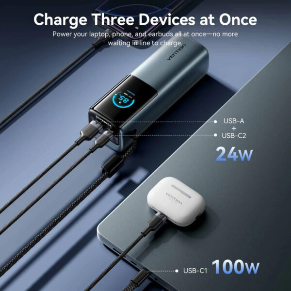 427c025b91e1b74f612576ef363fb1ab.jpeg (3C Certified) Vention 20000mAh 165W PD PPS Power Bank with Built-in USB-C Digital Display - 2Y Warranty