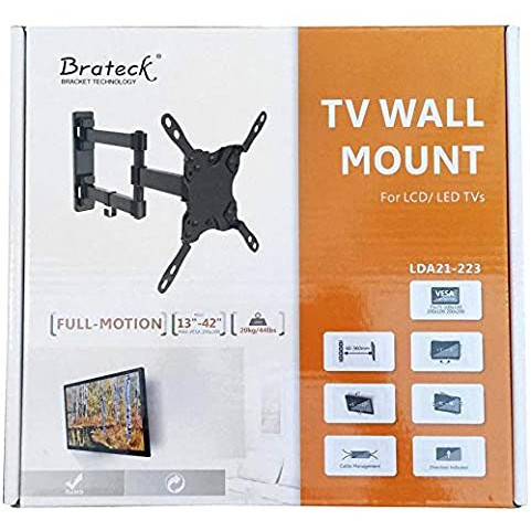 Brateck LDA21-223 13” - 42”, Tilt - 12°, Swivel + -90°, Level Adjustment + - 3° Tilting and Swivel Wall TV Bracket
