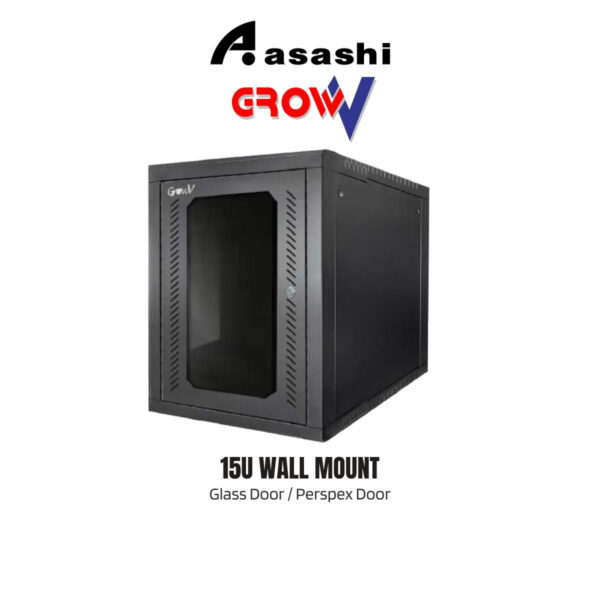 Gv GrowV 15u Standard 19" X 500mm Depth Wall Mount Rack (Glass Door / Perspex Door)