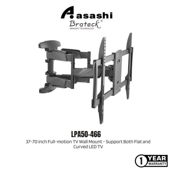 Brateck LPA50-466 37" - 70" Full-motion TV Wall Mount - Support Both Flat and Curved LED TV