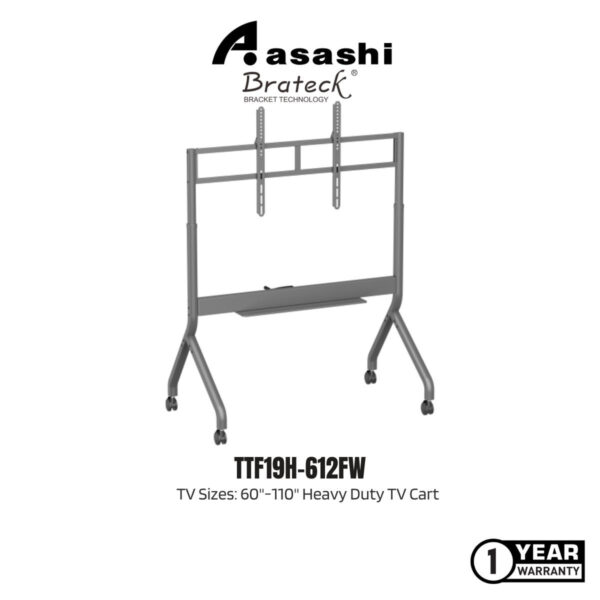 Brateck TTF19H-612FW Slim-Lift Manual Height Adjustable Heavy-Duty TV Cart