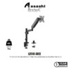 Brateck LDT48-C012 Single Monitor Pole-Mounted Gas Spring Monitor Arm 17"-32", Max 9kg, Tilt +-35°, Swivel +-90°, Rotation +-180°