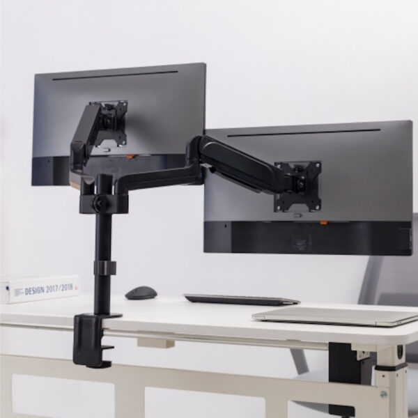 Brateck LDT48-C024 Dual Monitors Pole-Mounted Gas Spring Monitor Arm 17"-32", Max 9kg