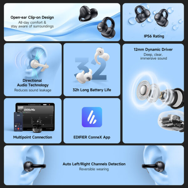 Edifier COMFO Q Open-Ear True Wireless Sports Earbuds IP56 Waterproof | ENC | EDIFIER ConneX App