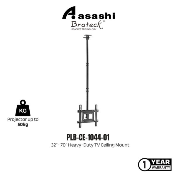 Brateck PLB-CE-1044-01 32"- 70", Profile 707 ~ 1577mm, Tilt +5° ~ -25°, Swivel +30° ~ -30°,Max. 50kg