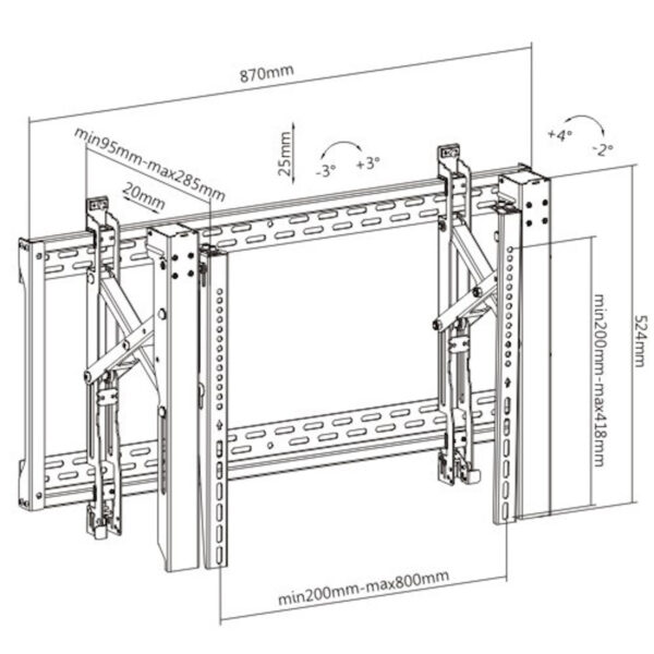 Brateck LVW06-48T Pop-out extension provides quick access for installation and maintenance 45"-80" LED, LCD flat panel TVs
