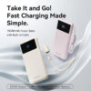 (3C Certified) Vention 10000mAh (Black) Power Bank (USB-C + USB-A) with Built-in Cable 22.5W LED Display Type - 2Y Warranty