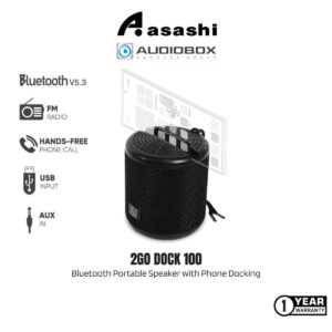 d36c9e1697b10a58523131e8cdc47773.jpeg Audiobox 2GO Dock 100 Bluetooth Portable Speaker with Phone Docking | Built In Mic | FM Radio