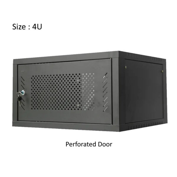 db3828ab38a94f94650db9e92d468e24.jpeg Gv GrowV 4u Standard 19" X 500mm Depth Wall Mount Rack (Perforated Door)