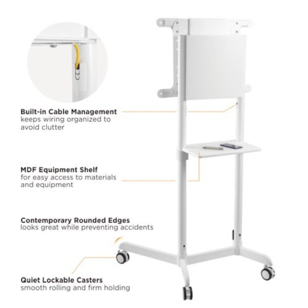 Brateck TTV11-46TW Rotating Mobile Stand for Interactive Display For 37"-70" Displays, including Samsung Flip, Surface Hub 2S.