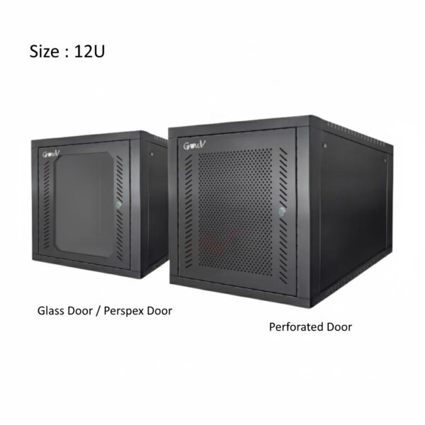 f940f78cd72da8b9202d72ca0fb95561.jpeg Gv GrowV 12u Standard 19" X 500mm Depth Wall Mount Rack (Glass Door / Perspex)