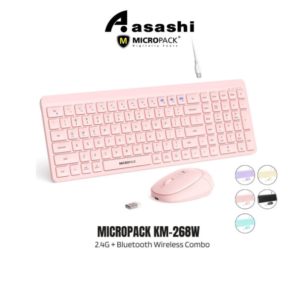 Micropack 268W 2.4G + Bluetooth Wireless Keyboard and Mouse Combo KM-268W