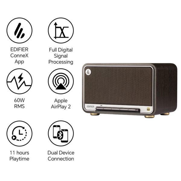 Edifier D32 Hi-Res Audio Wireless Portable Bluetooth Speaker - Hi-Res Audio | Apple Airplay2 | ConneX App | 60W RMS