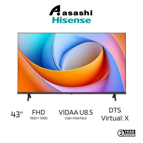 45ecf6242294e42ecfff49e045671c8d.jpeg Hisense 43A4Q 43" FHD Smart TV (1920×1080) VIDAA U8.5 with DTS Virtual X | A4Q Series