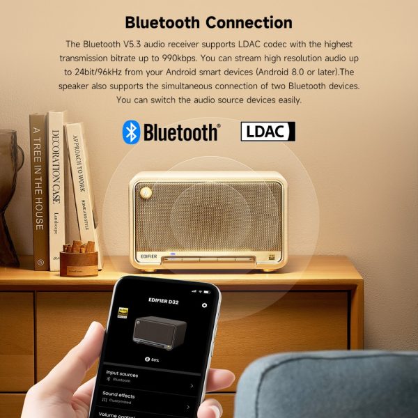 Edifier D32 Hi-Res Audio Wireless Portable Bluetooth Speaker - Hi-Res Audio | Apple Airplay2 | ConneX App | 60W RMS