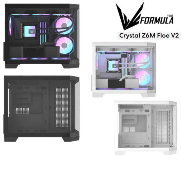 FORMULA V CRYSTAL Z6M V2 FLOE 6 TG m-ATX Casing (6x ARGB + Hub) LUMI 3T