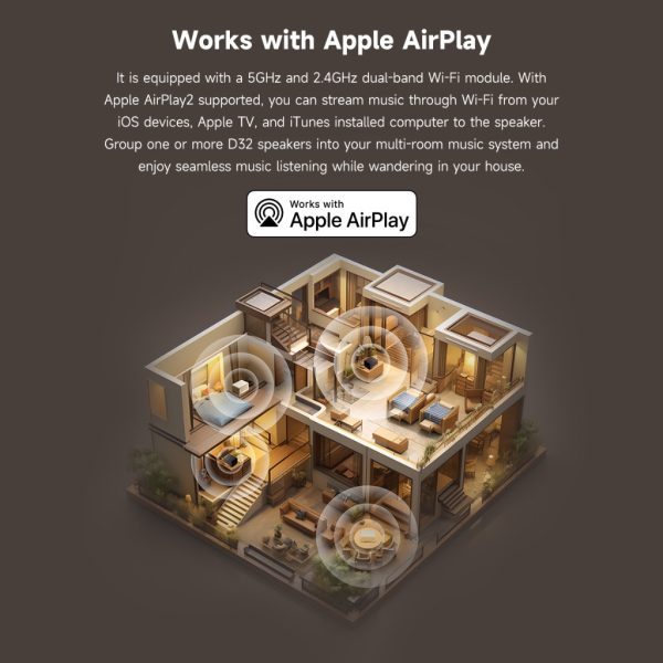 Edifier D32 Hi-Res Audio Wireless Portable Bluetooth Speaker - Hi-Res Audio | Apple Airplay2 | ConneX App | 60W RMS